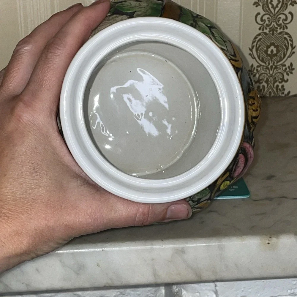 Vintage Ceramic Bavarian Biscuit or‎ Tobacco Jar | Hand Painted Lovers in Relief